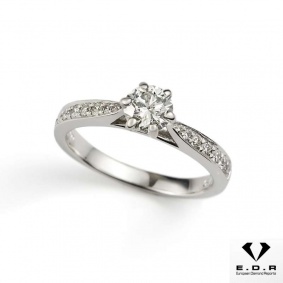 18k White Gold Round Brilliant Cut Diamond Ring 0.51ct I/VVS2